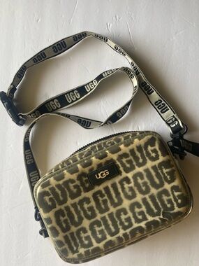 UGG Olive and Tan Logo Leopard Crossbody Bag